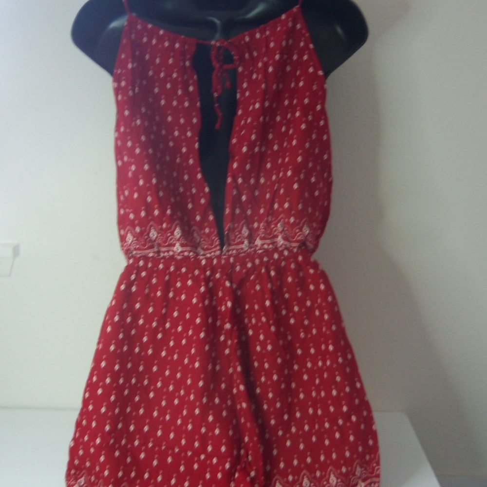 H&M Coachella BOHO Red Romper With Pockets - Picture 2 of 7